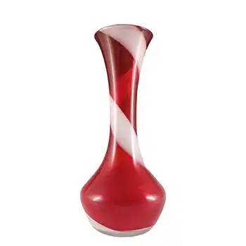 (image for) Japanese Red & White Vintage Glass Bud Vase