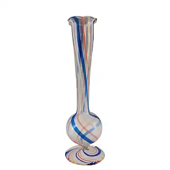 (image for) Vintage Blue, White & Red Striped Lampworked Glass Vase