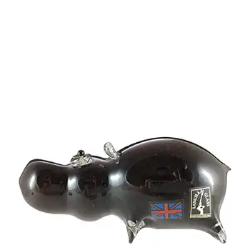 (image for) MARKED Langham Vintage Black Glass Hippo Sculpture