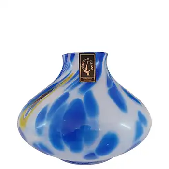 (image for) MARKED Langham Blue & White British Vintage Glass Vase
