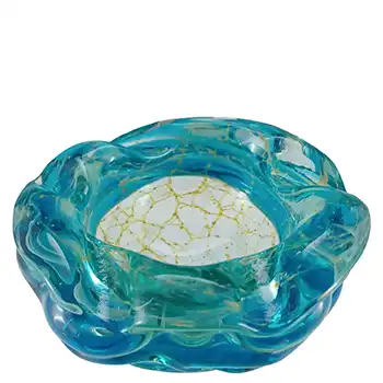 (image for) Mdina Maltese Blue & Yellow Glass Bowl w/ Applied Strapping