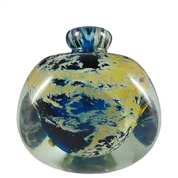(image for) Mdina 'Blue Summer' Maltese Glass Decorative Bottle - Signed