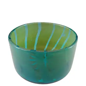 (image for) SIGNED Mdina 'Fragmented Ming' Maltese Blue Glass Vase or Bowl