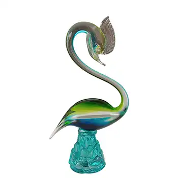 (image for) Murano Vintage Green & Blue Venetian Glass Swan Figurine
