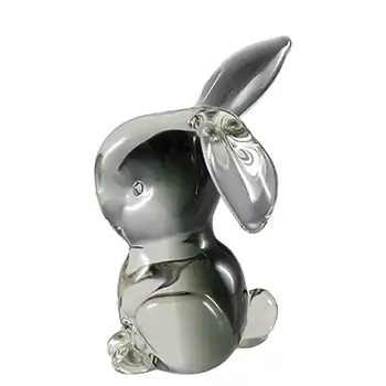 (image for) Murano Vintage Smoky Black & Clear Glass Rabbit Sculpture