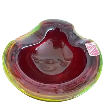 (image for) Arte Nuova Murano Red & Uranium Yellow Sommerso Glass Bowl