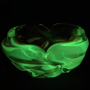 (image for) Arte Nuova Pustetto & Zanetti Murano Pink & Uranium Glass Bowl - Labelled