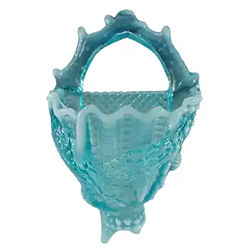 (image for) Victorian Blue Pearline Glass 'Driftwood and Shell' Wall Vase