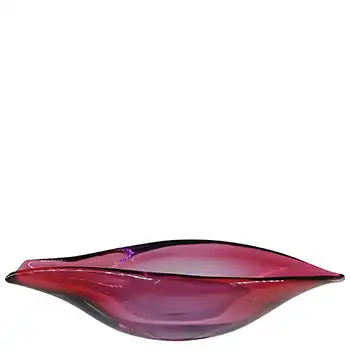 (image for) Seguso Vetri d'Arte Murano Biomorphic Pink & Purple Glass Leaf Bowl