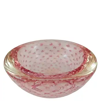 (image for) Murano / Venetian Pink & Clear Bubble Glass Vintage Bowl