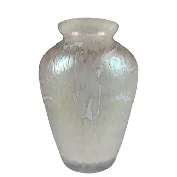 (image for) MARKED Royal Brierley Iridescent White Glass 'Studio' Vase