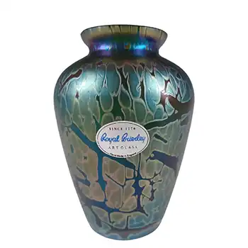 (image for) LABELLED Royal Brierley Iridescent Black Glass 'Studio' Vase