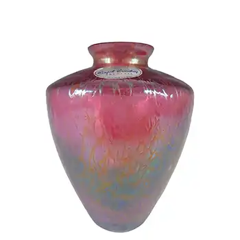 (image for) LABELLED Royal Brierley Iridescent Pink Glass 'Studio' Vase