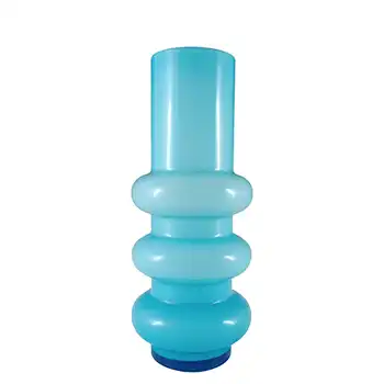 (image for) Ryd Glasbruk Swedish / Scandinavian Blue Glass Hooped 10.5" Vase