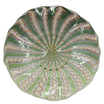 (image for) Salviati Murano Zanfirico & Copper Aventurine Green Glass Plate