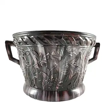 (image for) Victorian 1890's Purple Malachite / Slag Glass Floral Bowl