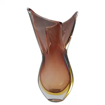 (image for) Murano / Venetian Brown & Amber Vintage Sommerso Glass Vase