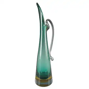 (image for) Murano Venetian Green & Amber Sommerso Glass Jug / Vase