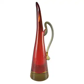 (image for) Murano Venetian Red & Amber Sommerso Glass Jug / Vase