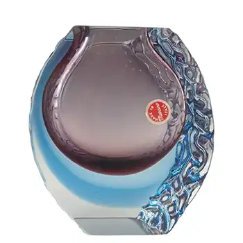 (image for) Murano Faceted, Textured Purple & Blue Sommerso Glass Vase