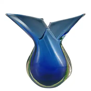 (image for) Murano Blue & Uranium Green Sommerso Glass Venetian Vase
