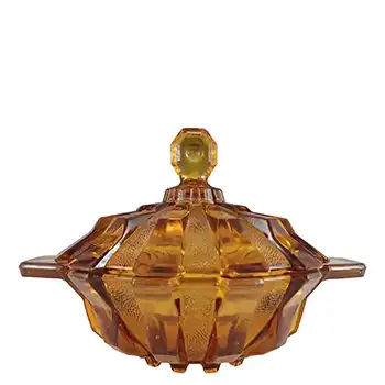 (image for) Stölzle Czech Art Deco 1930's Amber Glass Trinket Bowl