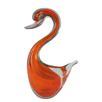(image for) Murano Venetian Red & Blue Sommerso Glass Swan Sculpture