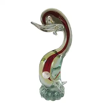 (image for) Murano Vintage Red & Amber Sommerso Glass Swan Figurine