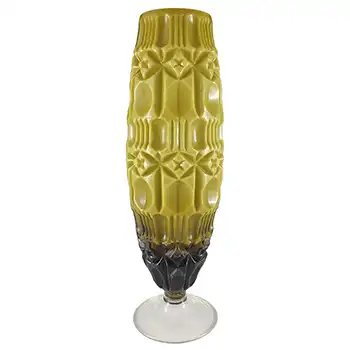 (image for) HUGE Stelvia Empoli Green Retro Cased Glass Vintage 'Tiki' Vase