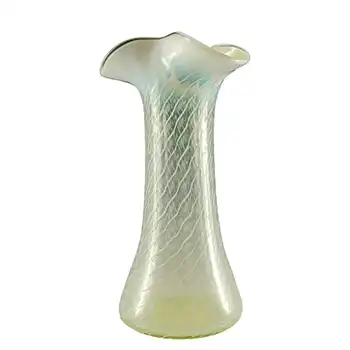 (image for) John Walsh Vaseline / Uranium Opalescent Glass 'Spiralling Dots' Vase
