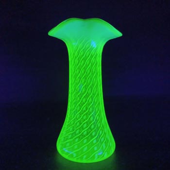 (image for) John Walsh Vaseline / Uranium Opalescent Glass 'Spiralling Dots' Vase