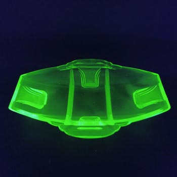 (image for) Art Deco 1930's Uranium Green Glass Nibbles Tray / Dish / Bowl