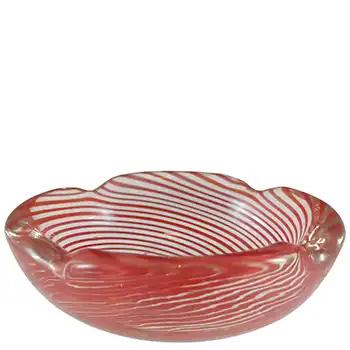 (image for) MARKED Venini Murano Orange Glass 'Mezza Filigrana' Bowl by Carlo Scarpa