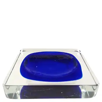 (image for) MARKED Venini Murano Blue Sommerso Glass Slab Bowl