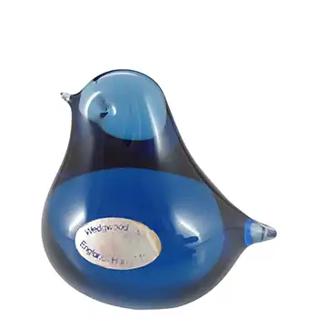 (image for) MARKED Wedgwood Blue Glass Fledgling Bird Paperweight RSW429