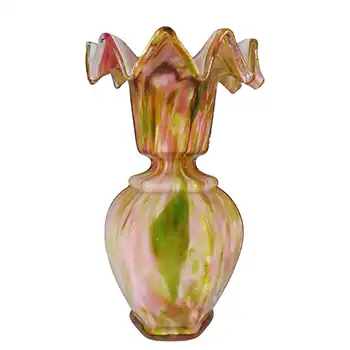 (image for) Welz Bohemian Pink & Green Aventurine Spatter Glass Vase