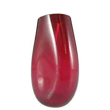 (image for) Whitefriars #9628 Ruby Red Glass Dented Vase by Mike Cripps