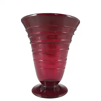 (image for) Whitefriars #9296 Ruby Red Glass Ribbon Trail Vase