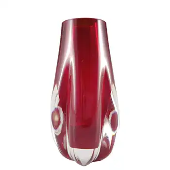 (image for) Whitefriars #9727 Baxter Ruby Red Glass Lobed Vase - Label