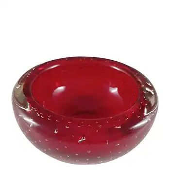 (image for) Whitefriars #9099 Ruby Red Glass Controlled Bubble 4" Bowl