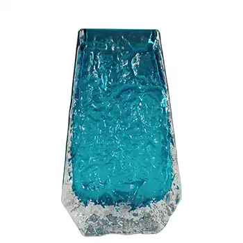 (image for) Whitefriars #9686 Baxter Kingfisher Blue Glass Textured Coffin Vase