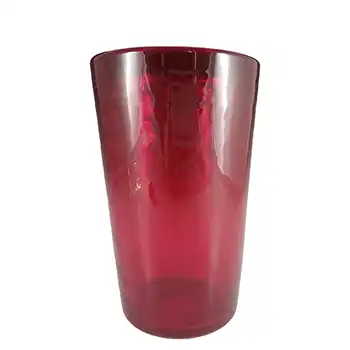 (image for) Whitefriars #8473 Marriott Powell Ruby Red Glass 8" Wave Ribbed Vase