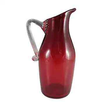 (image for) Whitefriars #9418 Vintage Ruby Red Glass 9" 'Sparrow Beak' Jug
