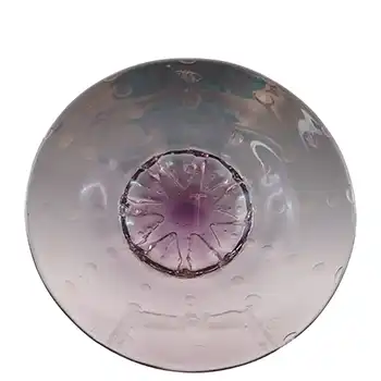 (image for) Stevens & Williams Purple Controlled Bubble Glass Platter Bowl