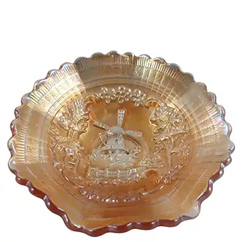 (image for) Imperial 'Windmill' Marigold Iridescent Carnival Glass Bowl