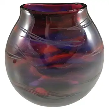 (image for) SIGNED Allister Malcolm British Pink & Purple Studio Glass 'Contours' Vase