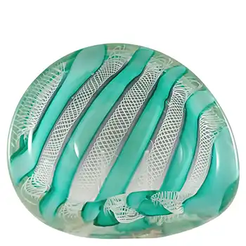 (image for) Archimede Seguso Murano Zanfirico Turquoise & White Glass Bowl