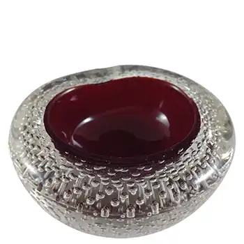 (image for) Archimede Seguso Murano Red Glass Bullicante Bubble Bowl