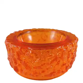 Whitefriars #9763 Baxter Tangerine Glass Textured Bark Bowl (image for) Whitefriars #9763 Baxter Tangerine Glass Textured Bark Bowl