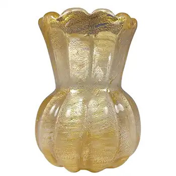 (image for) Barovier & Toso Murano / Venetian Cordonato Oro Gold Leaf Glass Vase